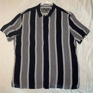 Mens Express Button Down Short Sleeve Striped Shirt